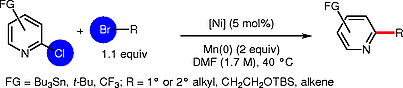 TOC graphic for "Nickel-catalyzed cross-electrophile coupling of 2-chloropyridines with alkyl bromides"
