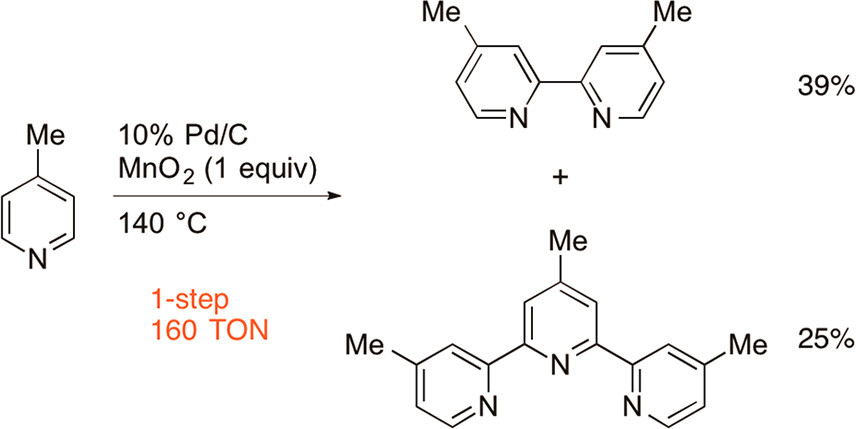 TOC graphic for "4,4′,4″-Trimethyl-2,2′:6′,2″-terpyridine by Oxidative Coupling of 4-Picoline"