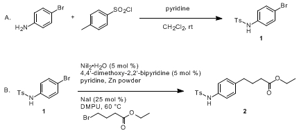 TOC graphic for "Discussion Addendum for: Nickel-Catalyzed Cross-Coupling of Aryl Halides with Alkyl Halides: Ethyl 4-(4-(4-methylphenylsulfonamido)-phenyl)butanoate"