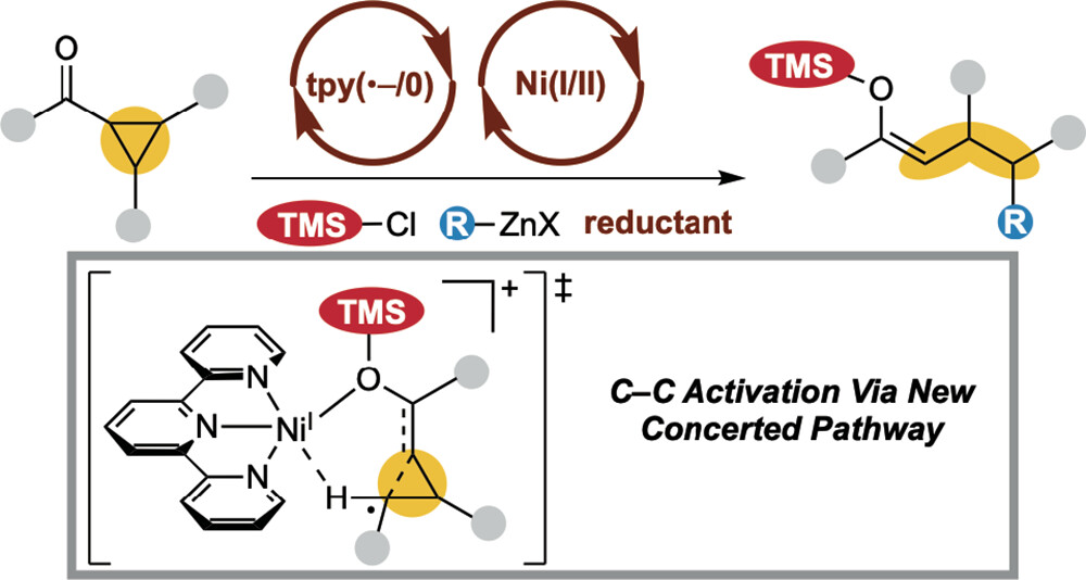 TOC graphic for "Ligand–Metal Cooperation Enables Net Ring-Opening C–C Activation/Difunctionalization of Cyclopropyl Ketones"